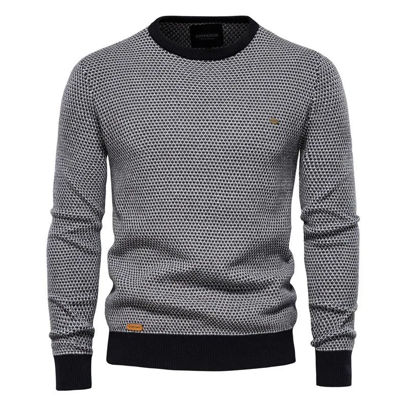 Men’s Cotton Spliced Pullover Sweater – Warm Knitted Winter Wear