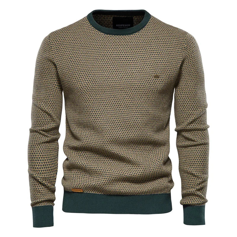 Men’s Cotton Spliced Pullover Sweater – Warm Knitted Winter Wear