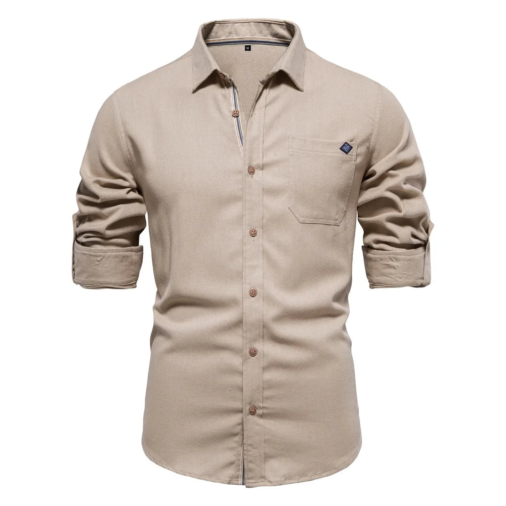 Men’s 100% Cotton Long Sleeve Shirt – Single Pocket