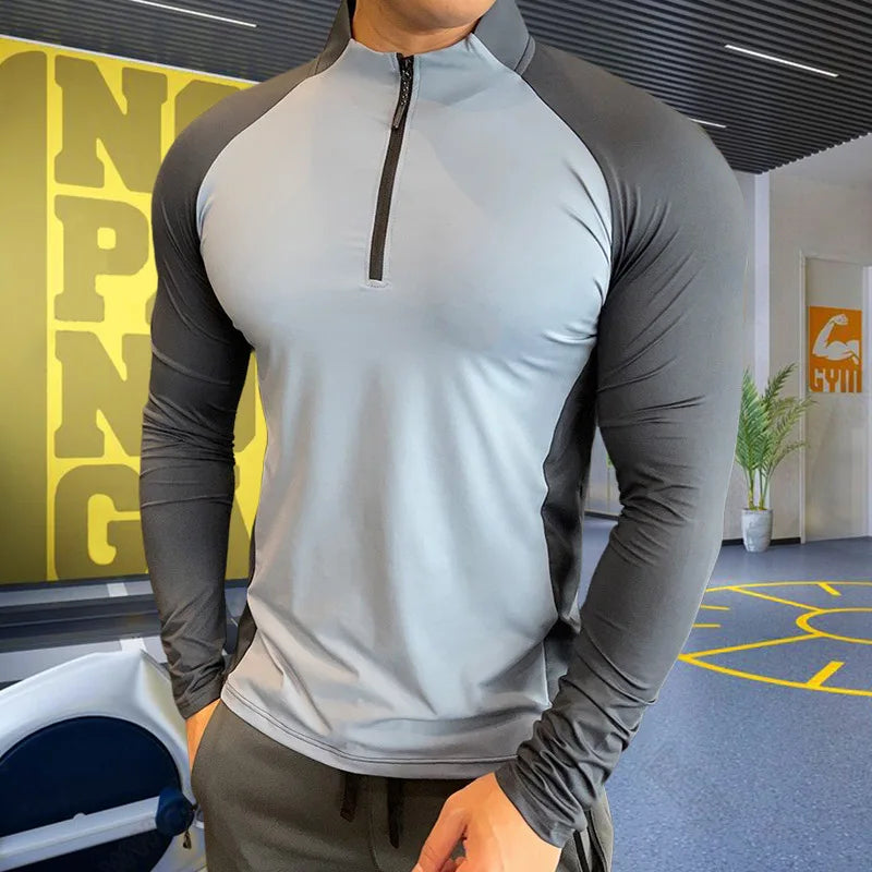 Men's High-Collar Compression Training Top