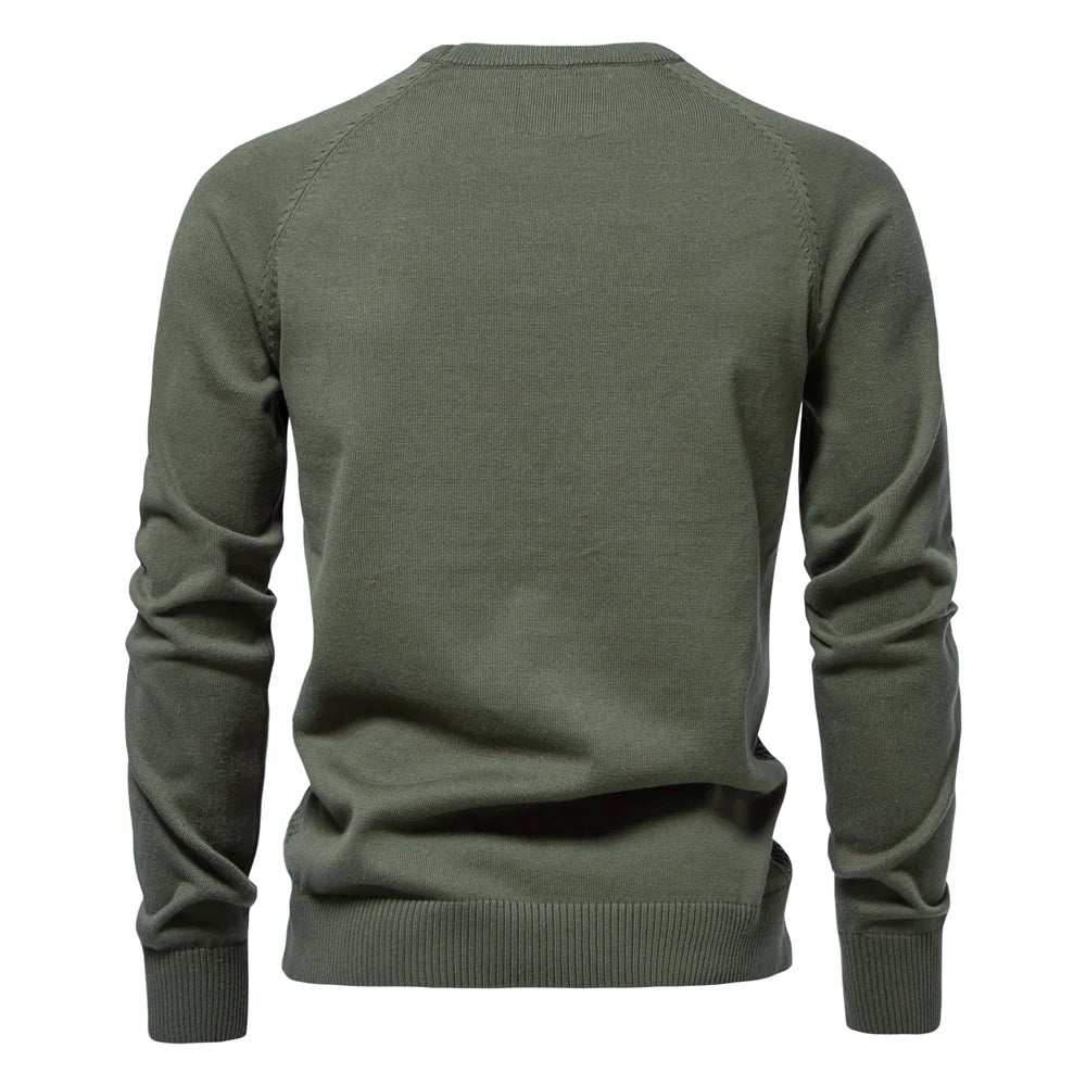 Men's Crew Neck Geometric Knit Sweater - Cotton Casual Business Pullover