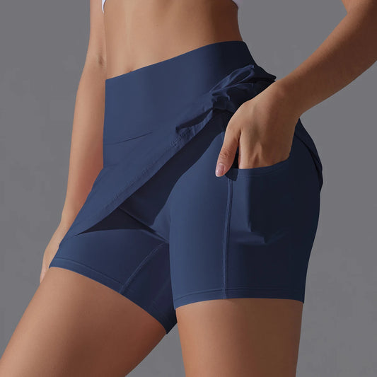 High-Waist Quick-Dry Skirt with Built-In Shorts