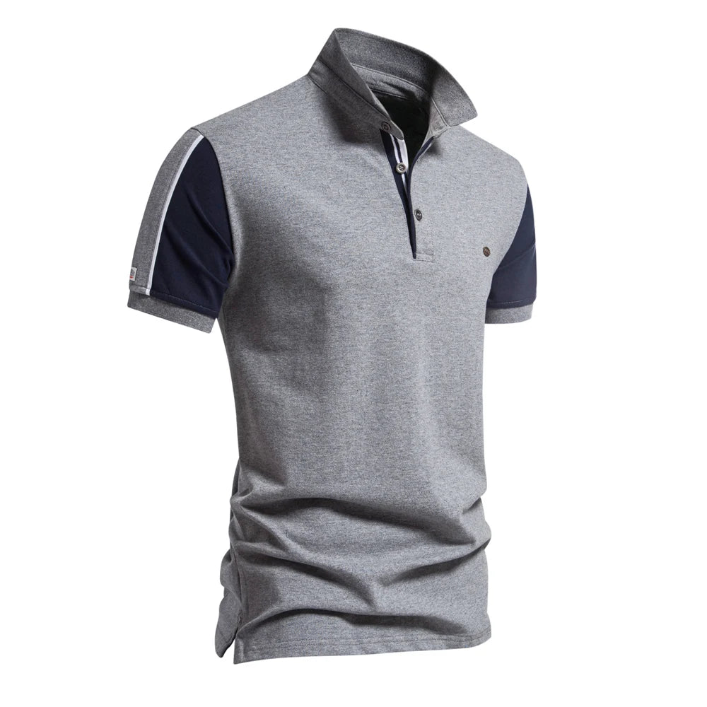 Men’s Patchwork Polo Shirt – Short Sleeve Baseball Style