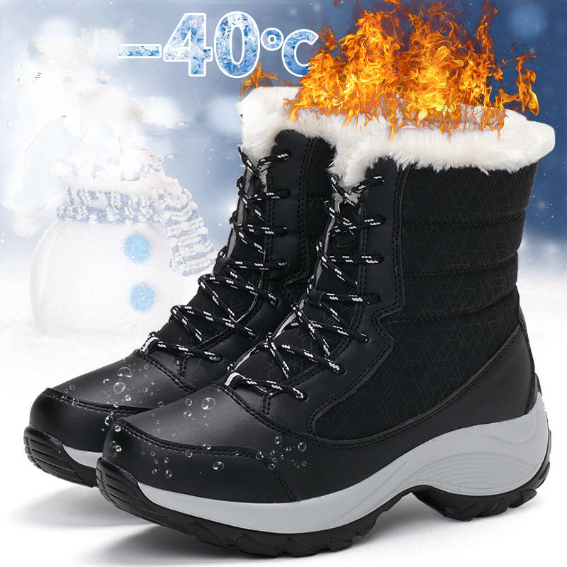 Women’s Platform Snow Boots – Fur-Lined Waterproof Non-Slip Winter Shoes