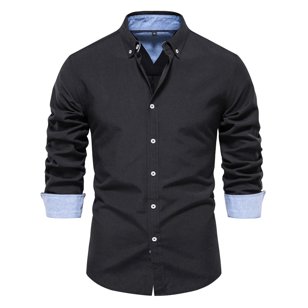 Men’s Cotton Oxford Shirt – Long Sleeve Button-Down