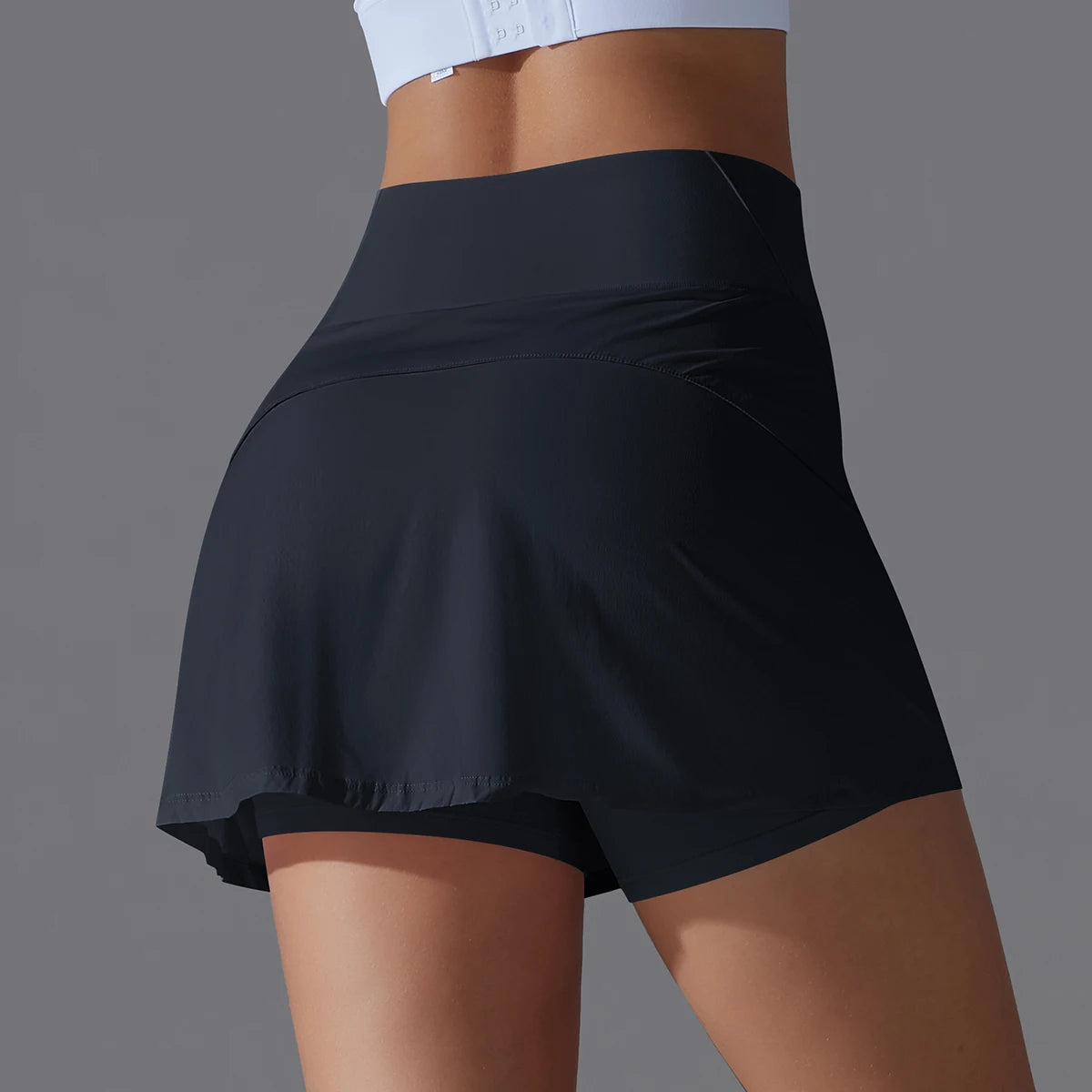 High-Waist Quick-Dry Skirt with Built-In Shorts