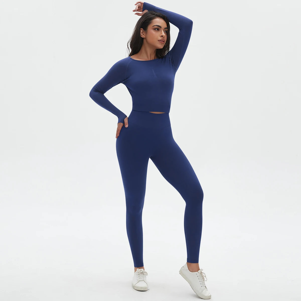 Seamless 2-Piece Set with Bubble Pants & Long Sleeve Top