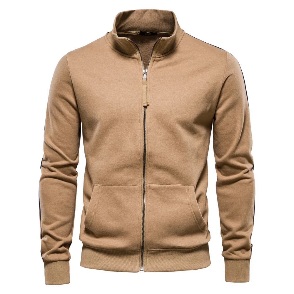 Men’s Cotton-Blend Zip-Up Sweatshirt – Casual Sport Cardigan Jacket