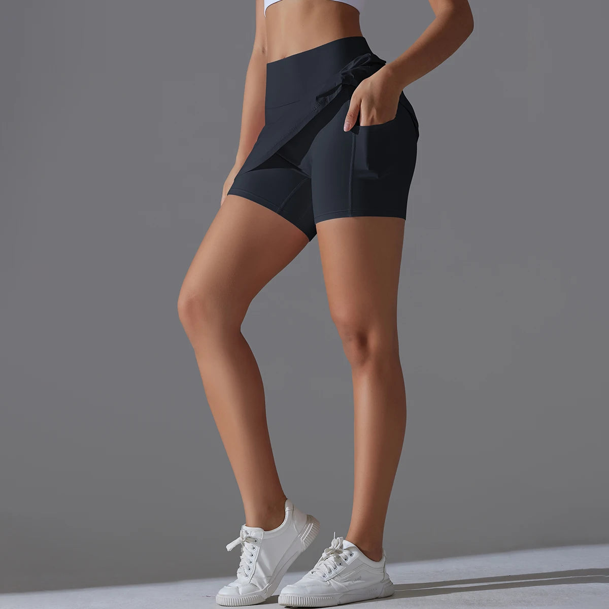 High-Waist Quick-Dry Skirt with Built-In Shorts