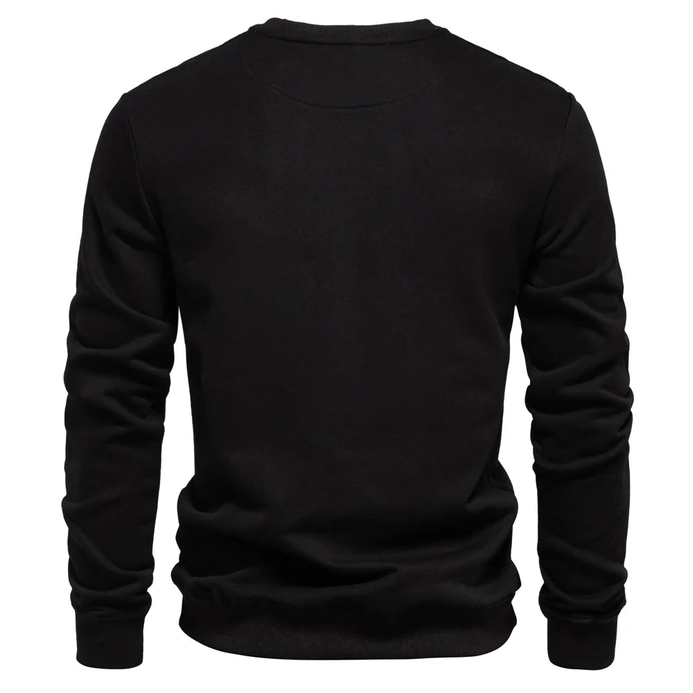 Men's Solid Crew Neck Sweatshirt - Cotton-Blend Casual Pullover