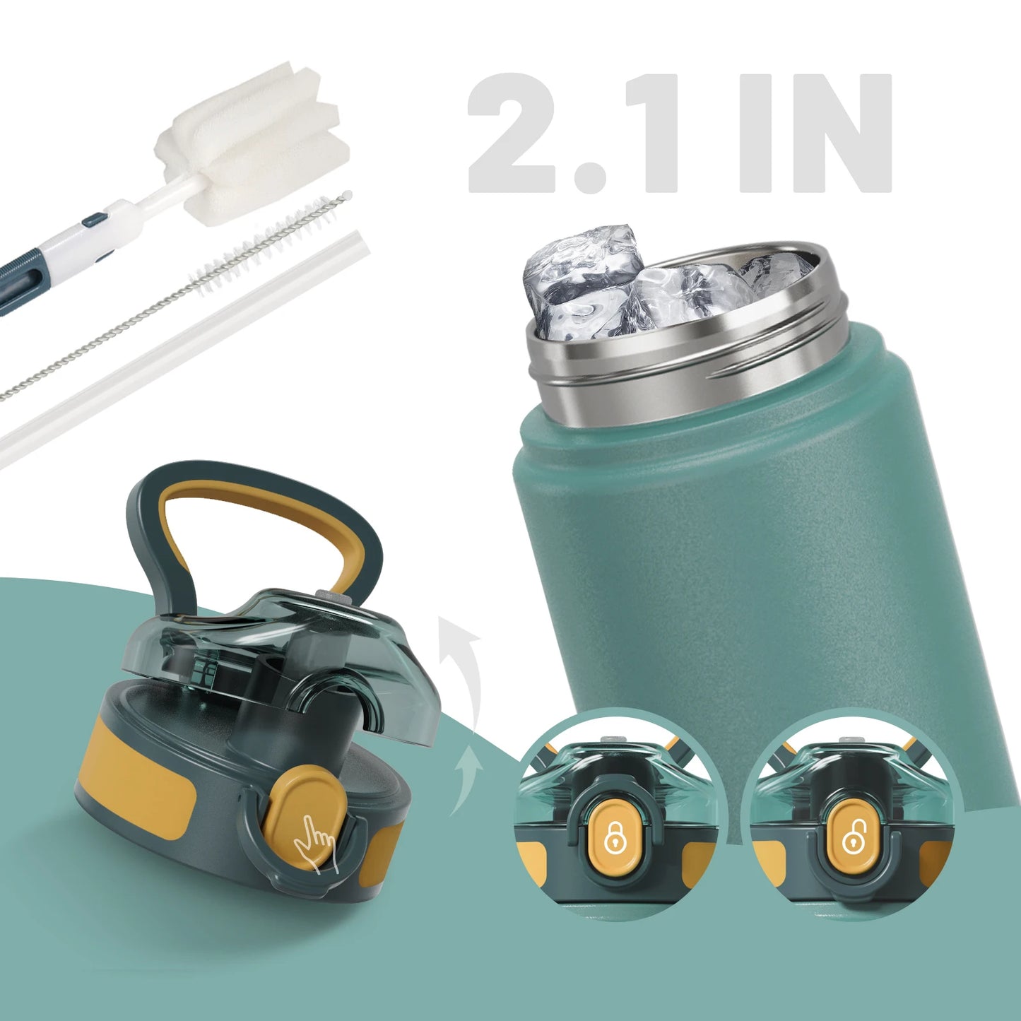 Stainless Steel Thermos with Straw – Insulated Outdoor Flask