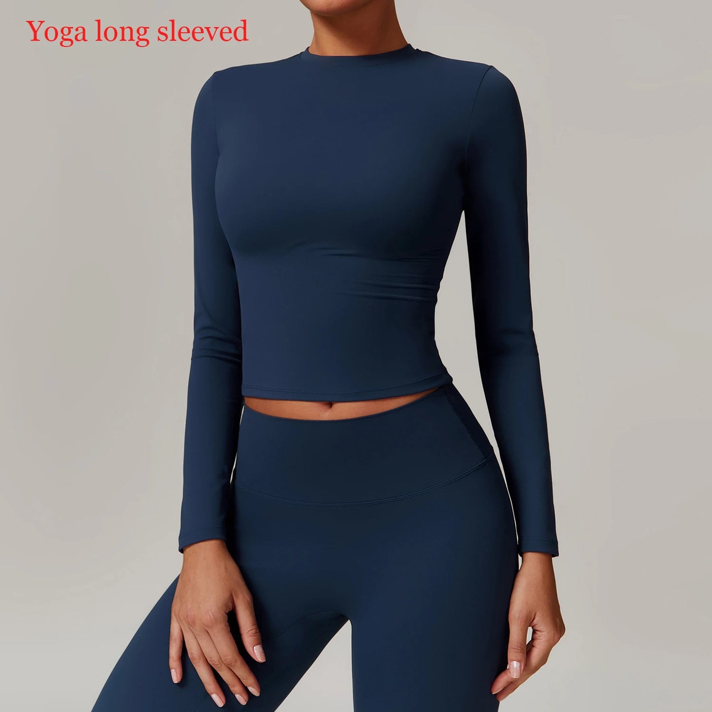 Women's Long-Sleeve Crop Top – Breathable & High Elasticity