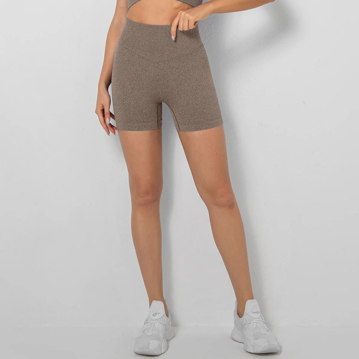 High-Waist Ribbed Seamless Shorts – Soft & Supportive