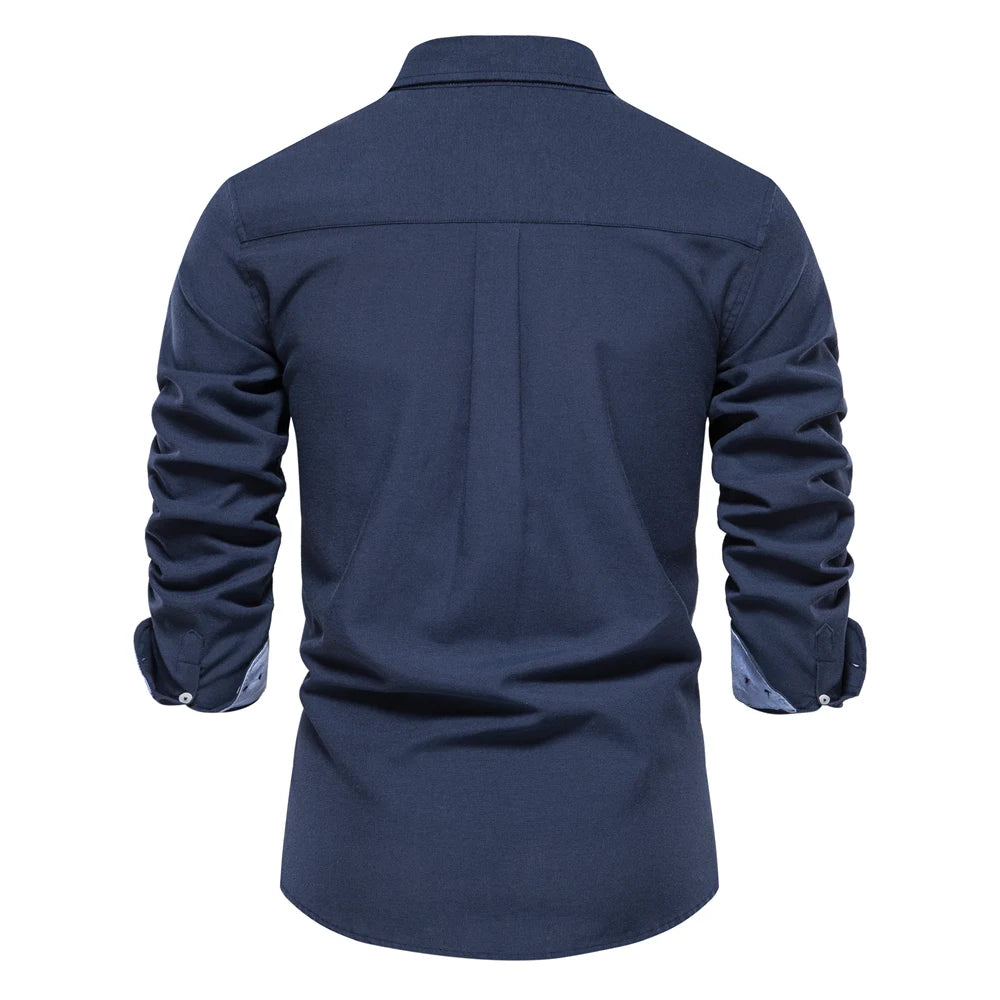 Men’s Cotton Blend Oxford Shirt – Long Sleeve Business Casual