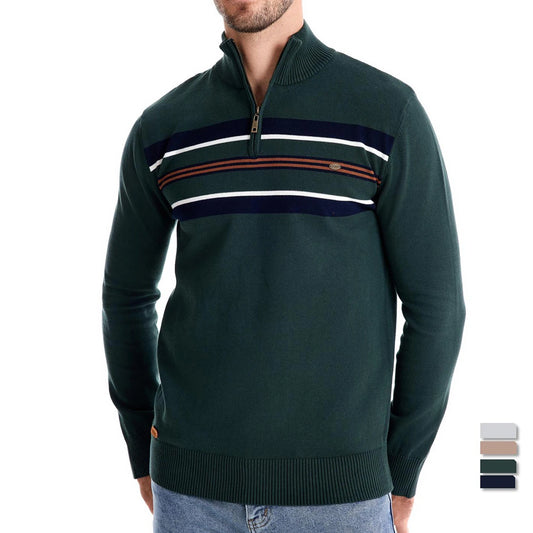 Men’s Cotton Mock Neck Pullover Sweater – Casual & Business Ribbed Turtleneck