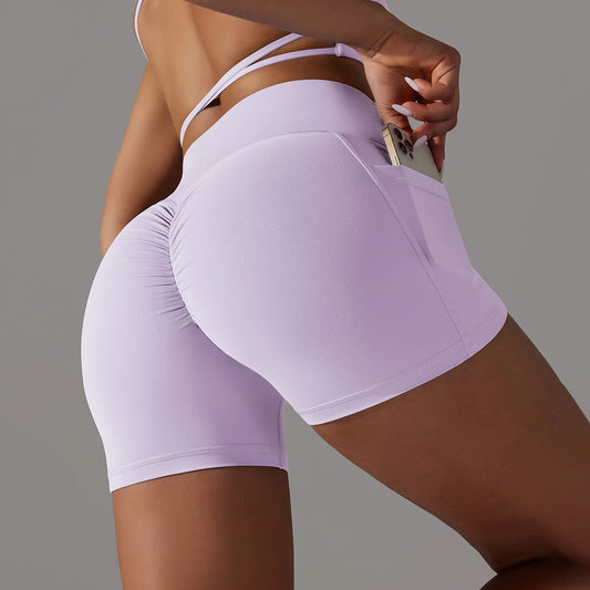 High-Waist Cross-Waist Shorts – Soft & Flexible