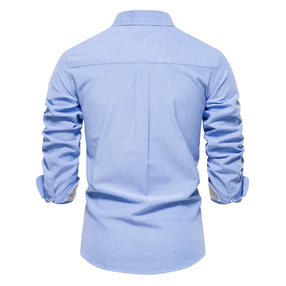 Men’s Cotton Oxford Shirt – Long Sleeve Button-Down