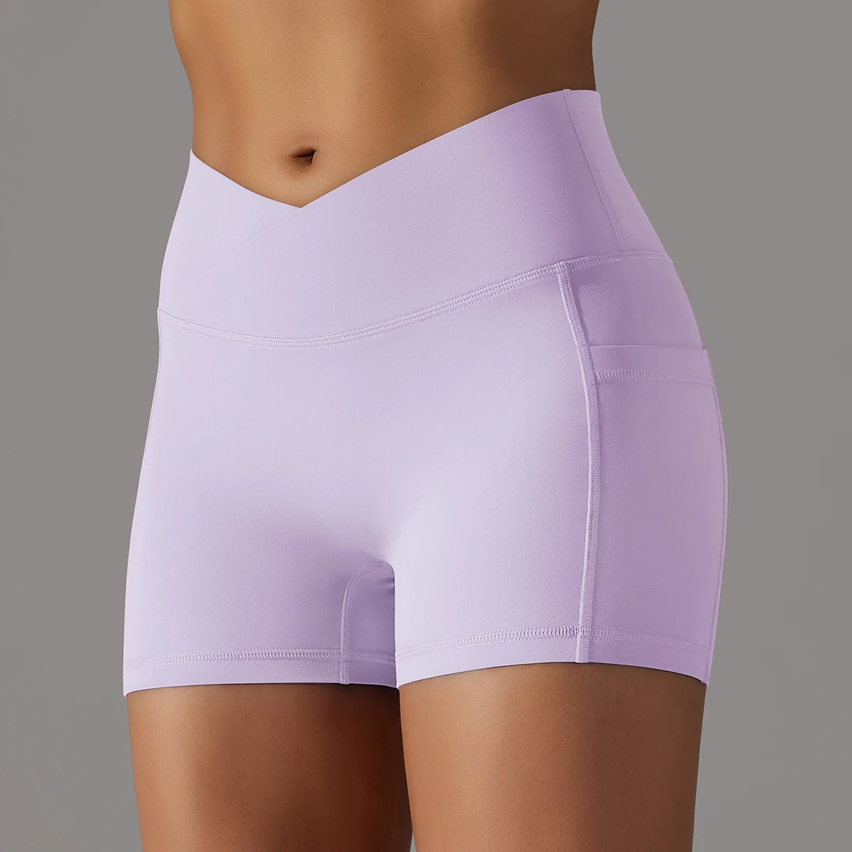 High-Waist Cross-Waist Shorts – Soft & Flexible