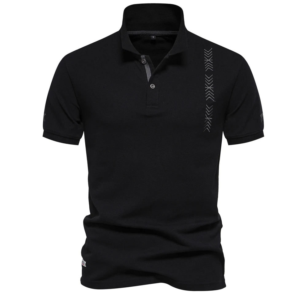 Men's 100% Cotton Polo Shirt - Embroidered Short Sleeve