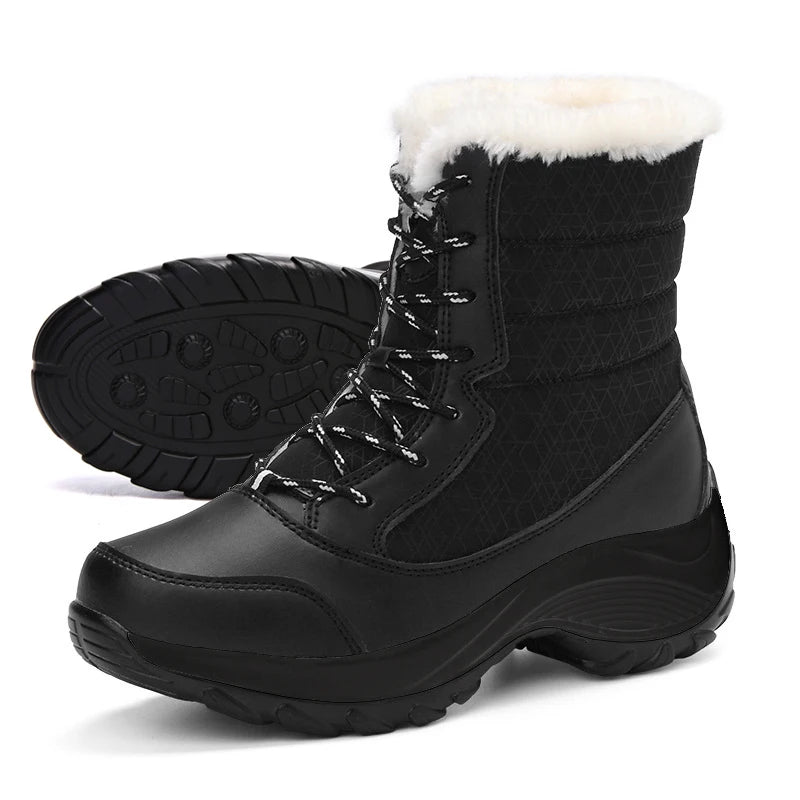 Women’s Platform Snow Boots – Fur-Lined Waterproof Non-Slip Winter Shoes