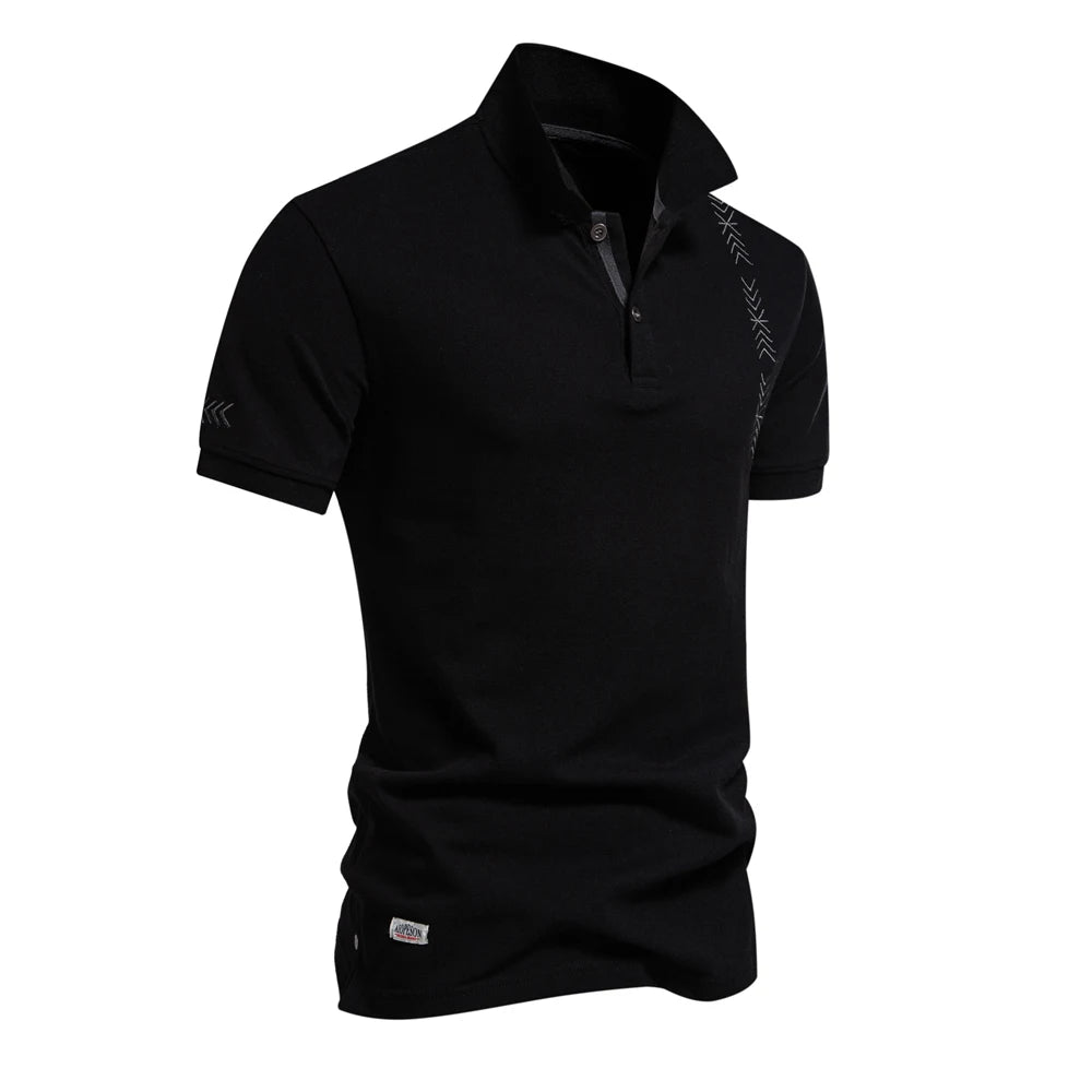 Men's 100% Cotton Polo Shirt - Embroidered Short Sleeve