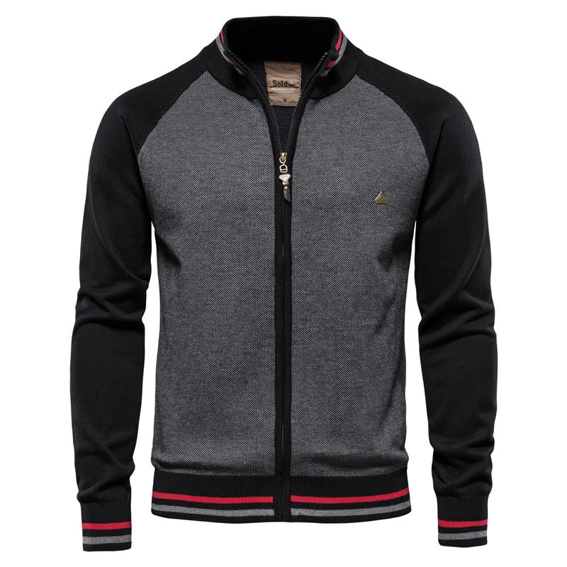 Men’s Spliced Cardigan – Casual Cotton Sweater