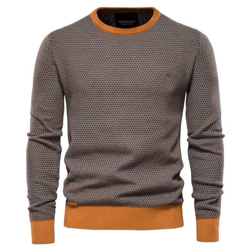 Men’s Cotton Spliced Pullover Sweater – Warm Knitted Winter Wear