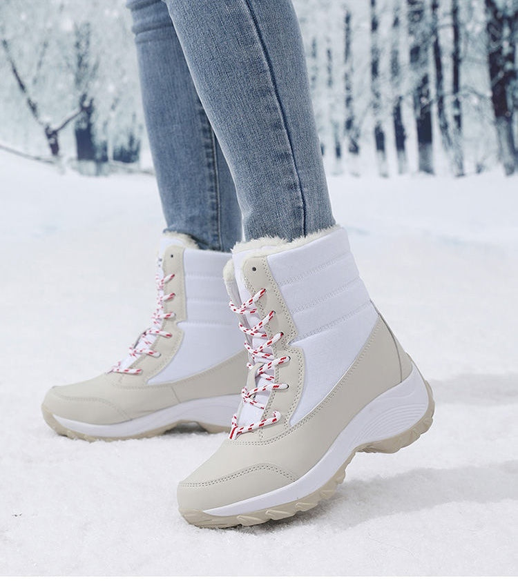 Women’s Platform Snow Boots – Fur-Lined Waterproof Non-Slip Winter Shoes