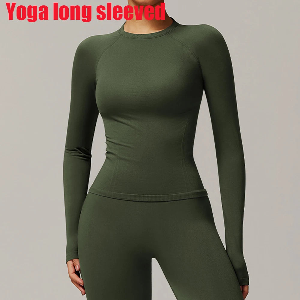 Women's Seamless Long-Sleeve Sports Top – Breathable & High Elasticity