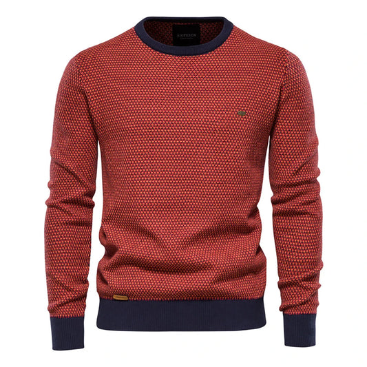 Men’s Cotton Spliced Pullover Sweater – Warm Knitted Winter Wear