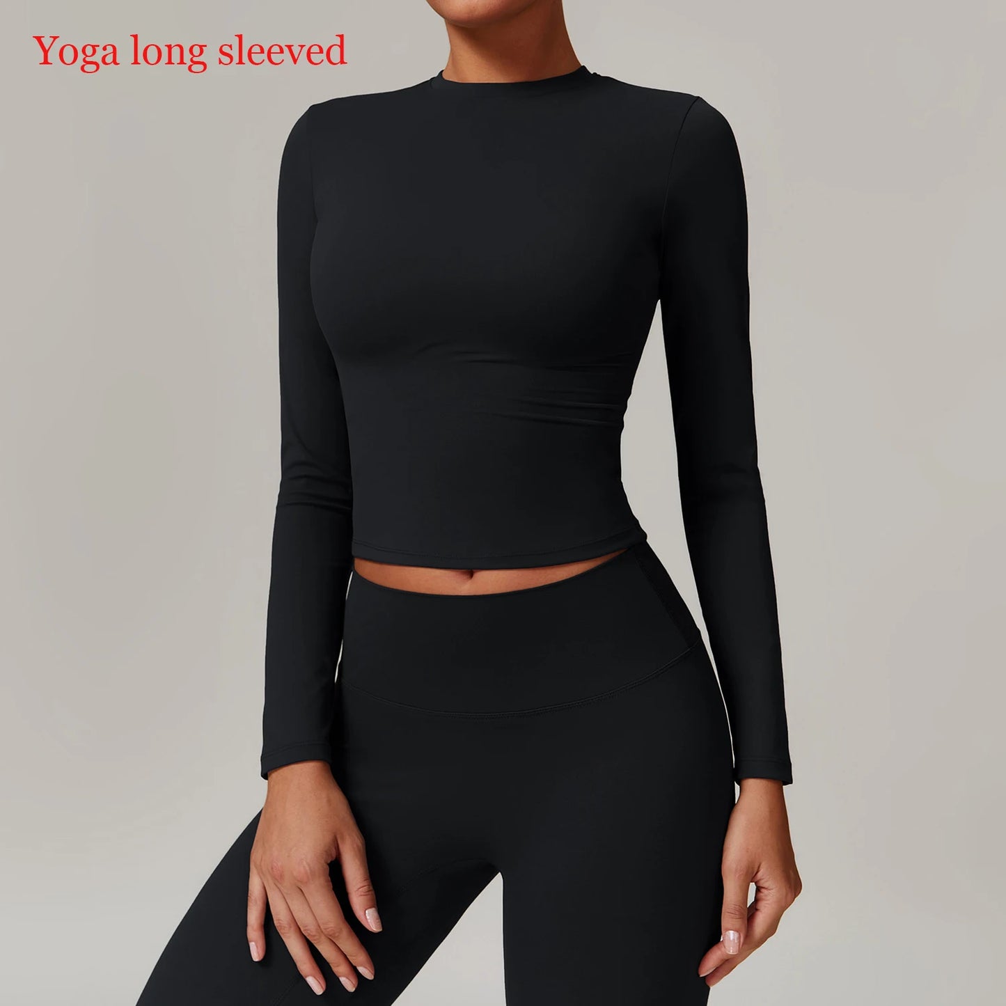 Women's Long-Sleeve Crop Top – Breathable & High Elasticity