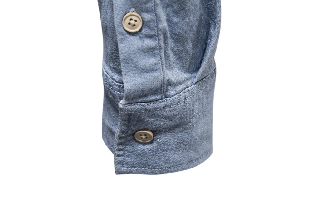 Men's Cotton Denim Shirt – Casual Long Sleeve