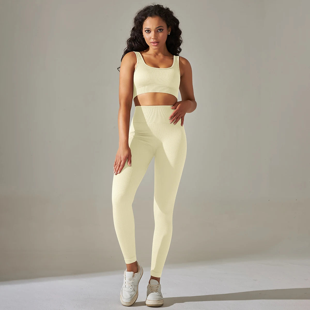 Ribbed High-Waist Leggings & Top Set