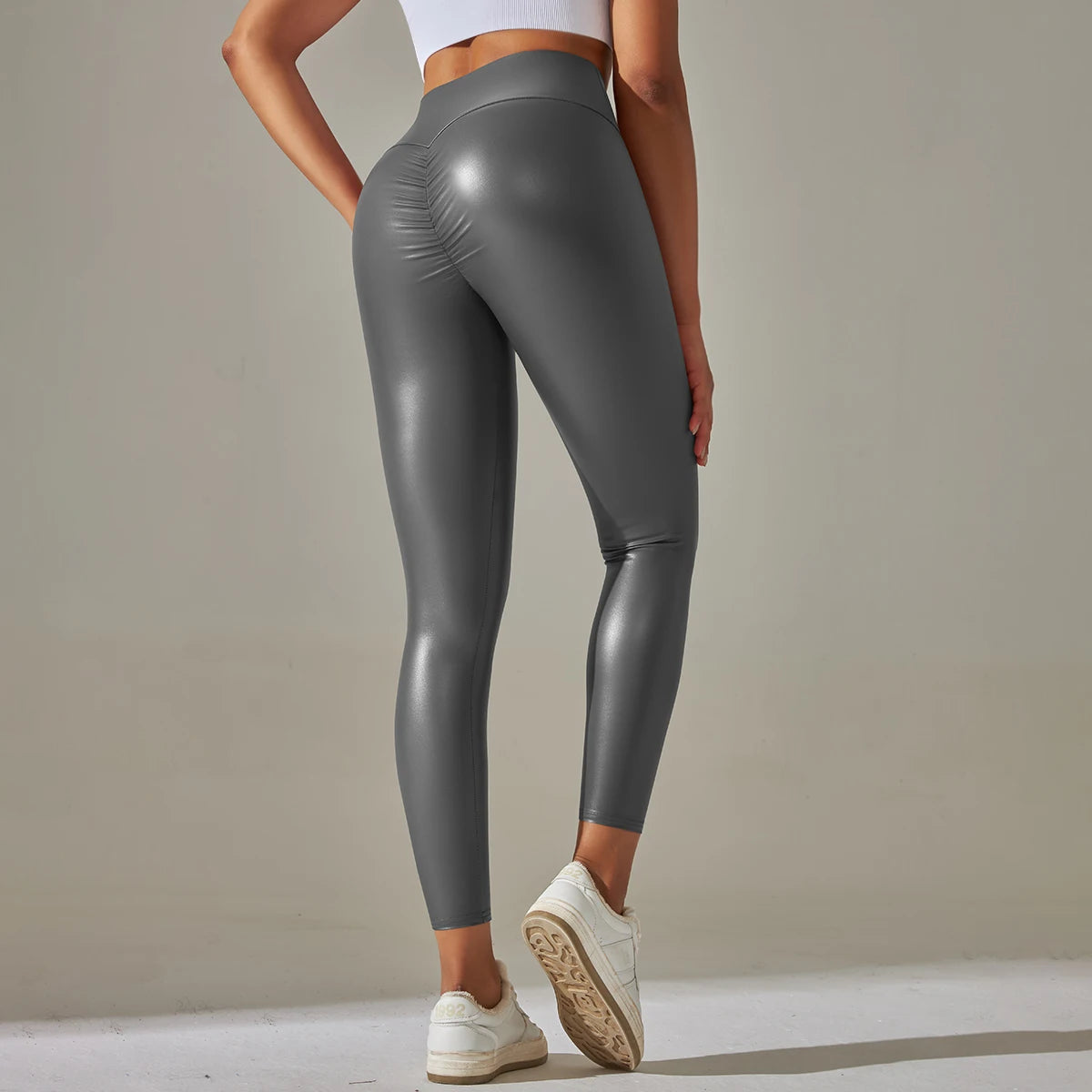 High-Waist Leather-Look Leggings