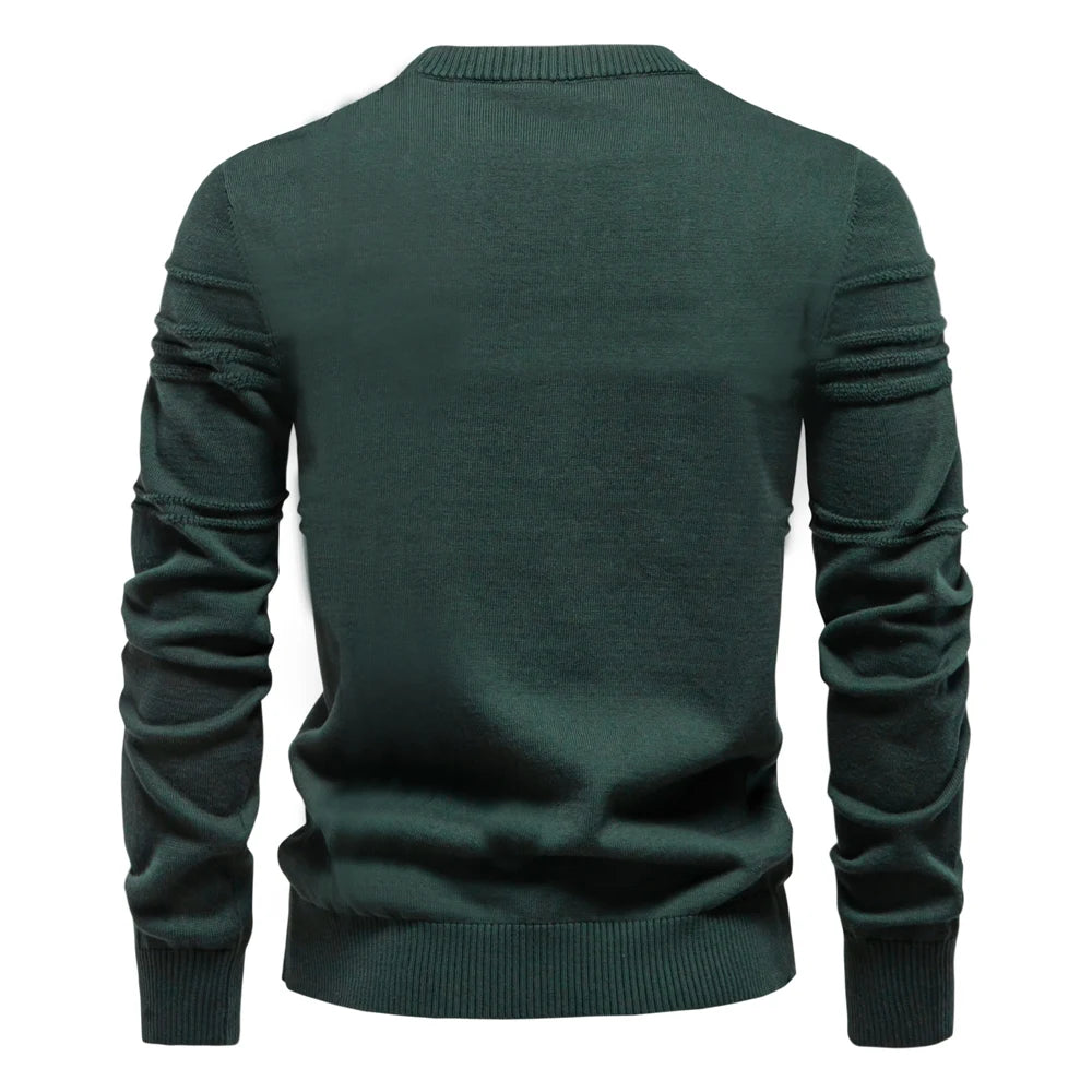 Men's Striped Cotton Knit Sweater - Crewneck Pullover