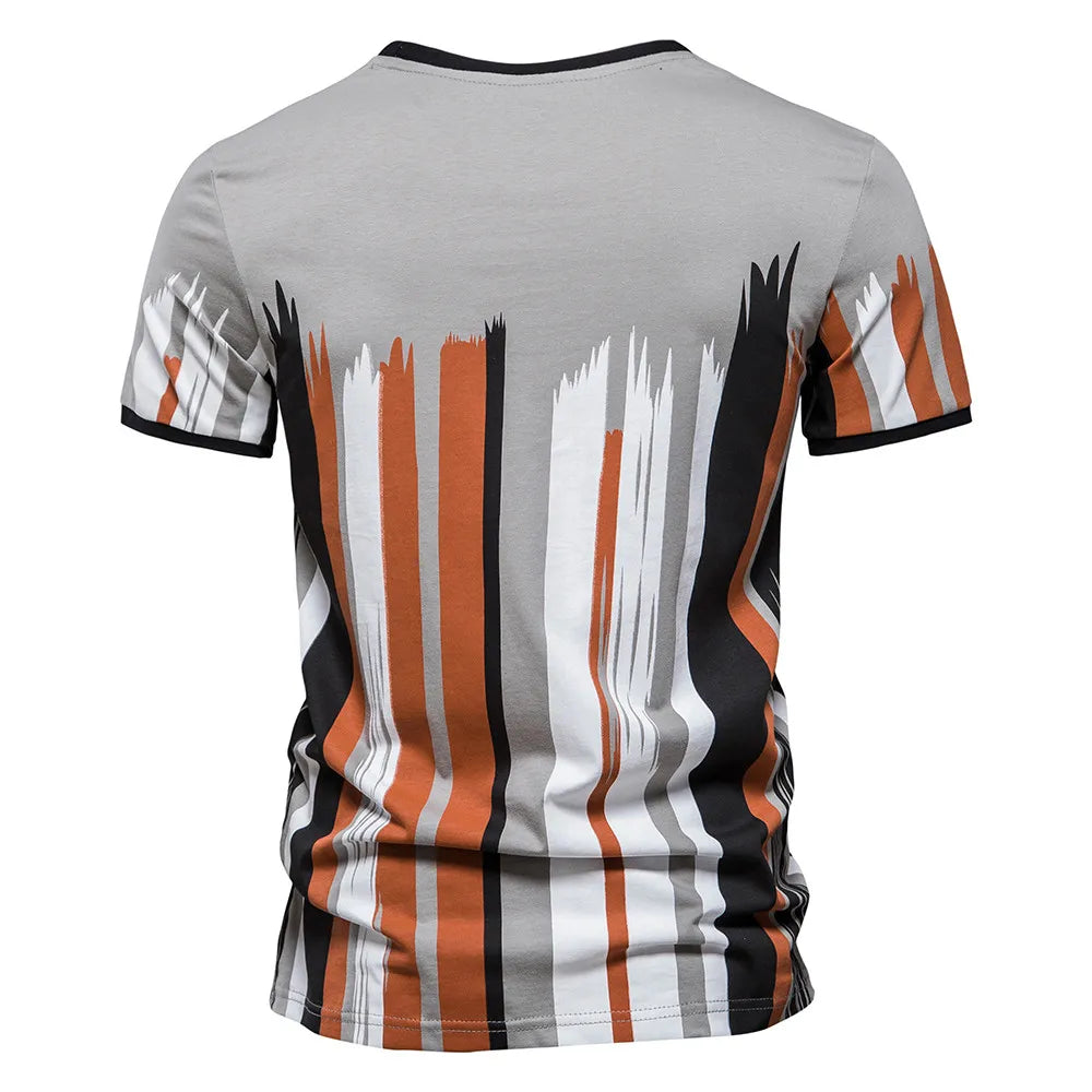 Men's Printed Cotton T-Shirt – Short Sleeve O-Neck Streetwear