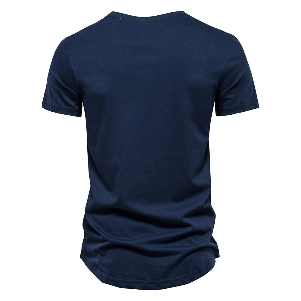 Men's Cotton Short Sleeve O-Neck T-Shirt - Casual Streetwear