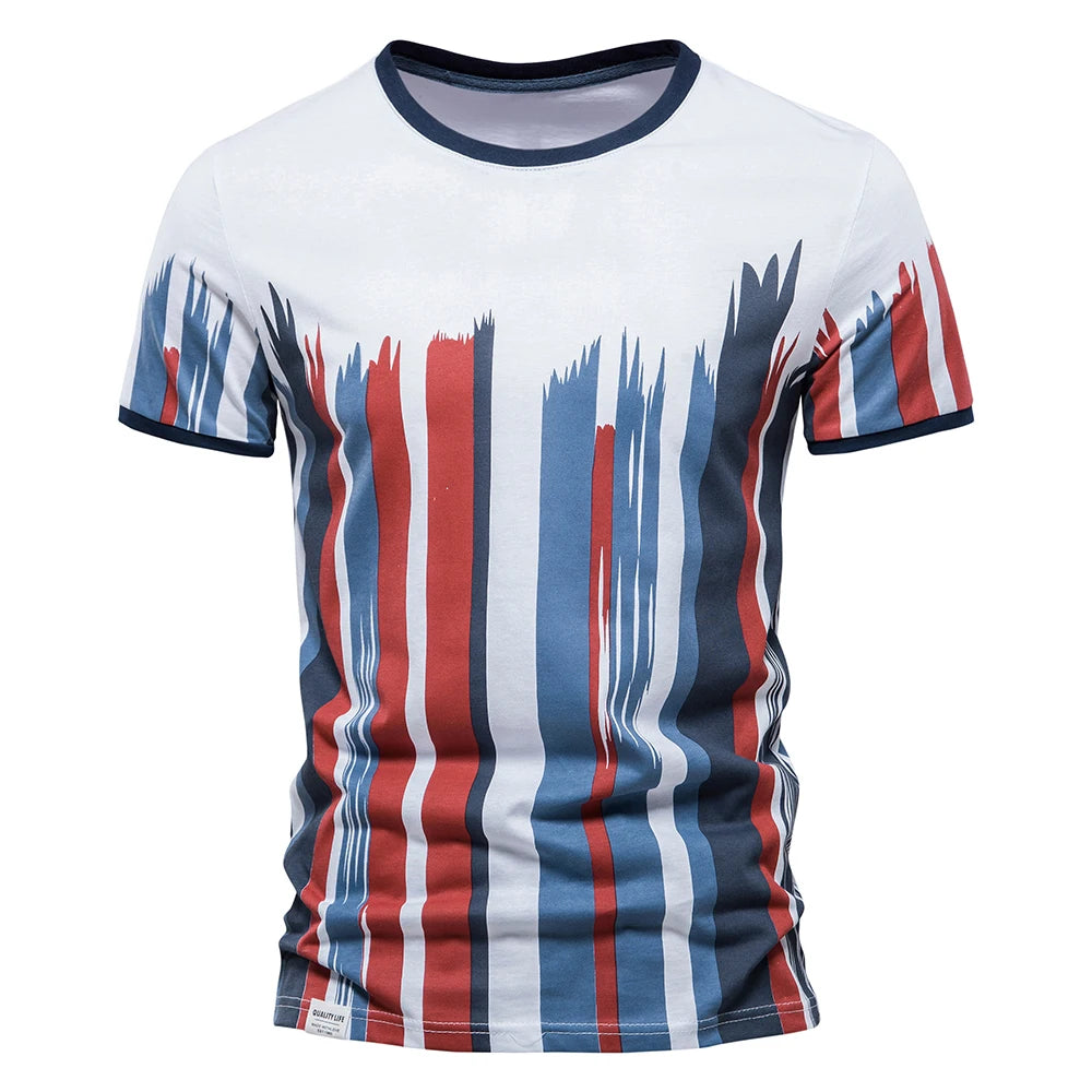 Men's Printed Cotton T-Shirt – Short Sleeve O-Neck Streetwear