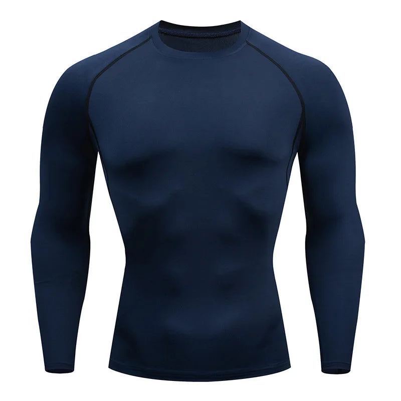 Men Sport T-shirt Quick Dry Bodybuilding Running Shirt Long Sleeve Compression Top Gym