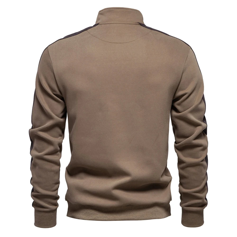 Mens Patchwork Quarter Zip Cotton-blend Sweatshirts Lightweight Casual Sport Pullover Sweatshirt for Men