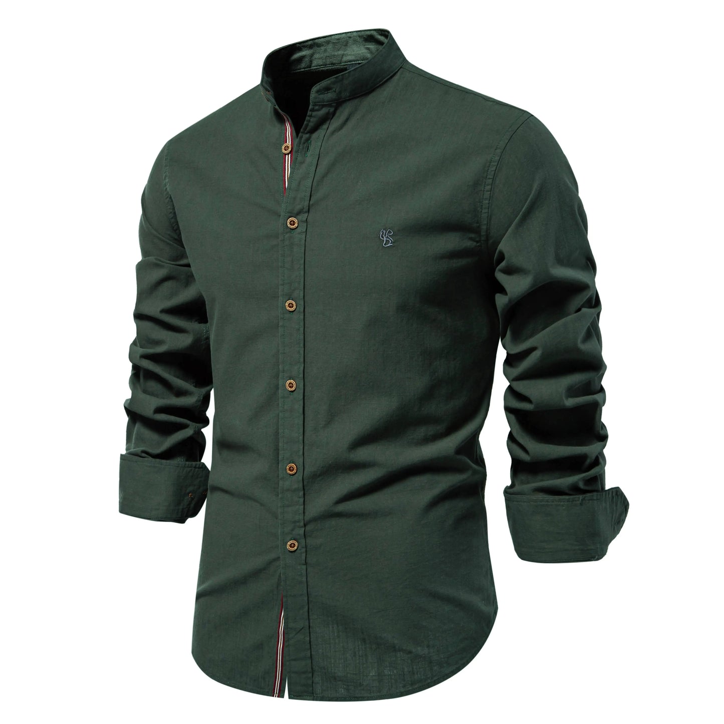 Men's 100% Cotton Solid Color Shirt - Long Sleeve Casual Spring Wear