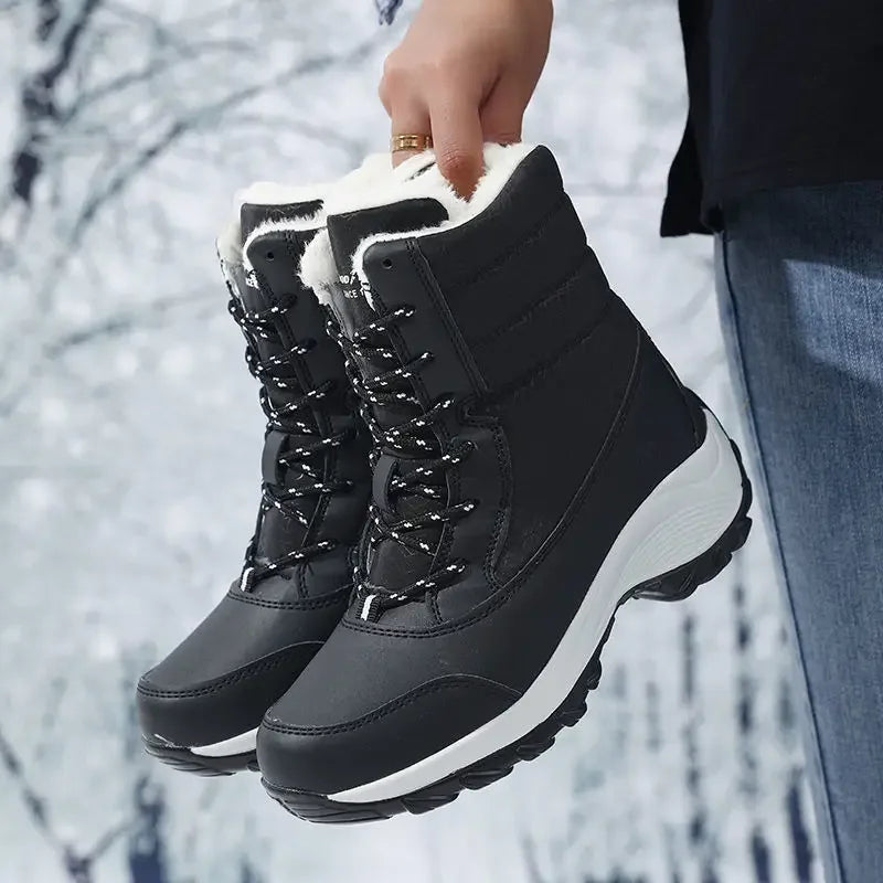 Women’s Platform Snow Boots – Fur-Lined Waterproof Non-Slip Winter Shoes