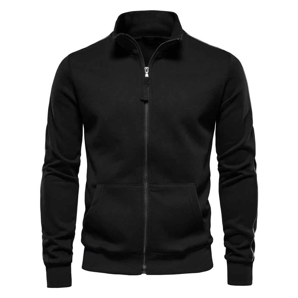 Men’s Cotton-Blend Zip-Up Sweatshirt – Casual Sport Cardigan Jacket