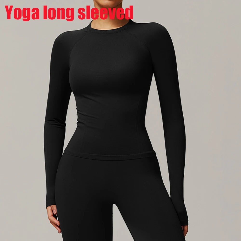 Women's Seamless Long-Sleeve Sports Top – Breathable & High Elasticity