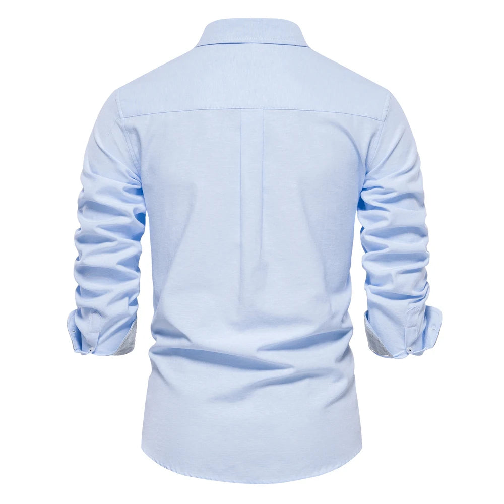 Men’s Cotton Blend Oxford Shirt – Long Sleeve Business Casual