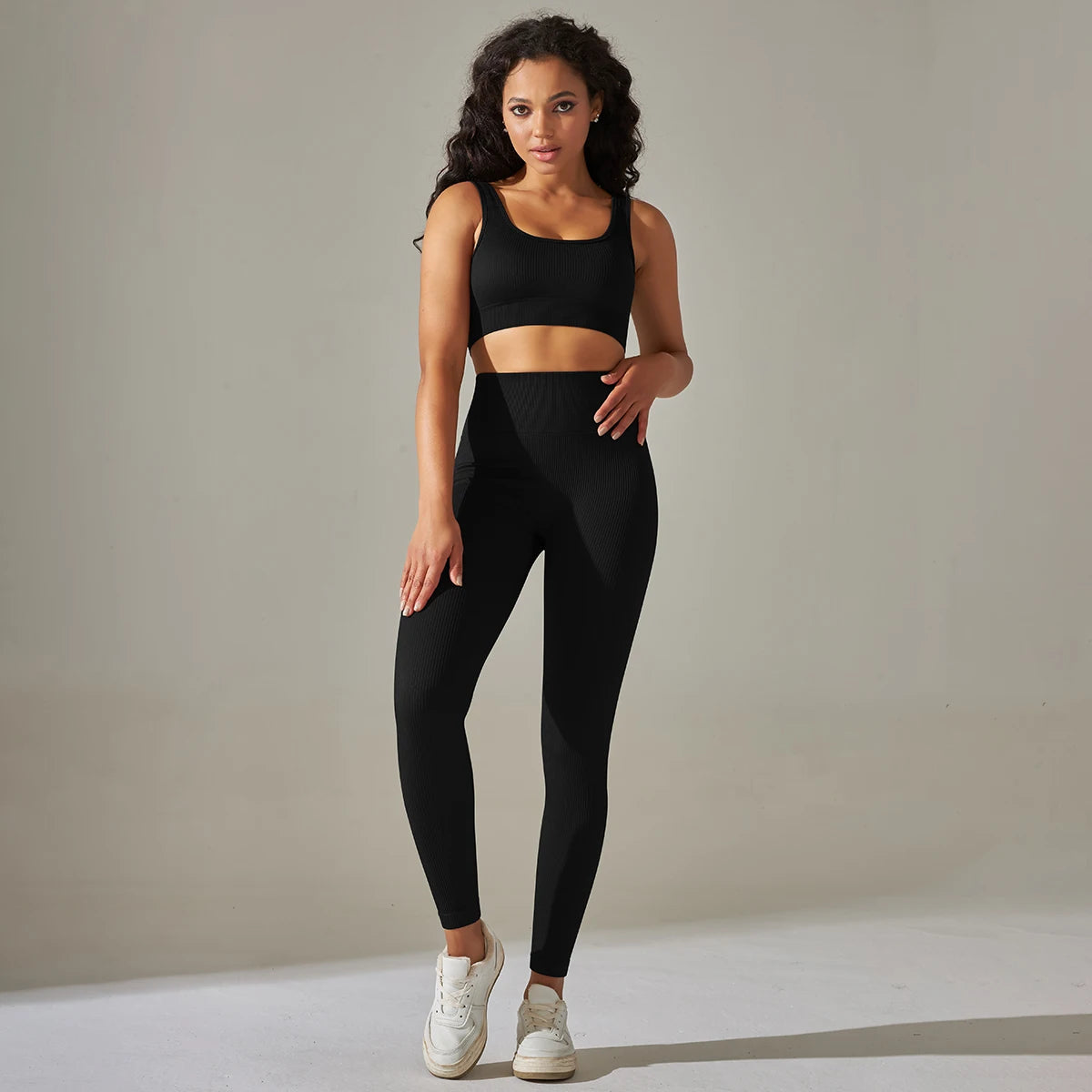 Ribbed High-Waist Leggings & Top Set