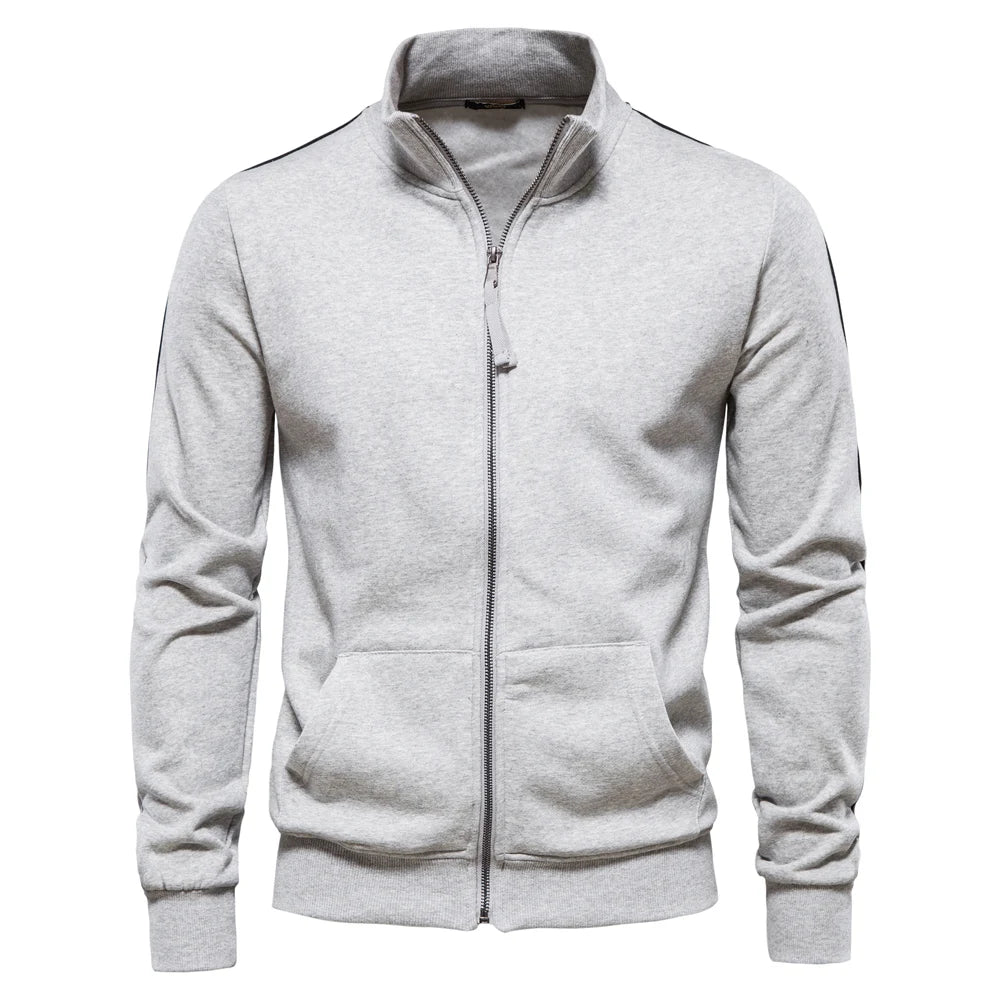 Men’s Cotton-Blend Zip-Up Sweatshirt – Casual Sport Cardigan Jacket