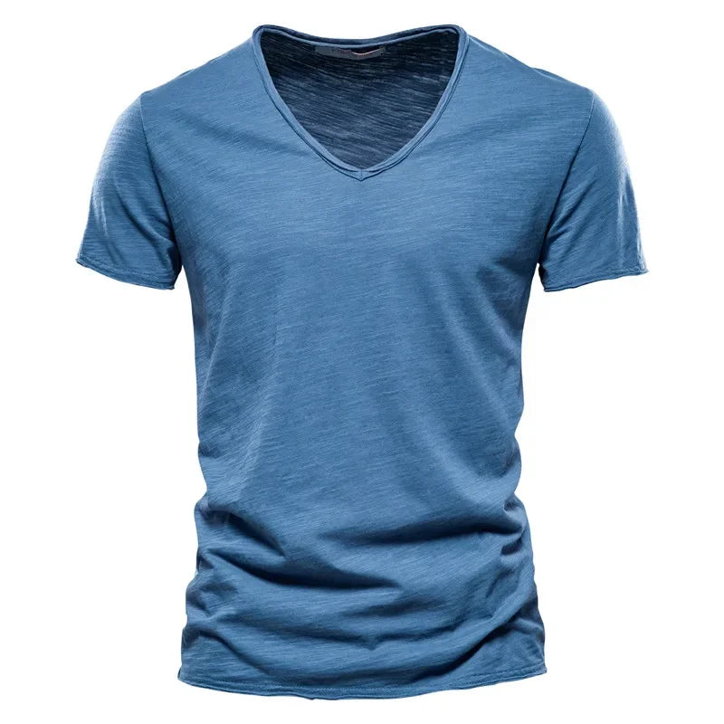 Men's 100% Cotton Slim Fit V-Neck T-Shirt