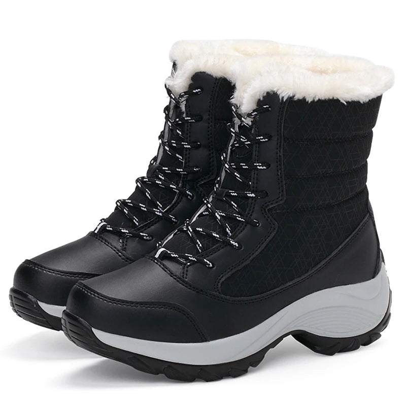 Women’s Platform Snow Boots – Fur-Lined Waterproof Non-Slip Winter Shoes