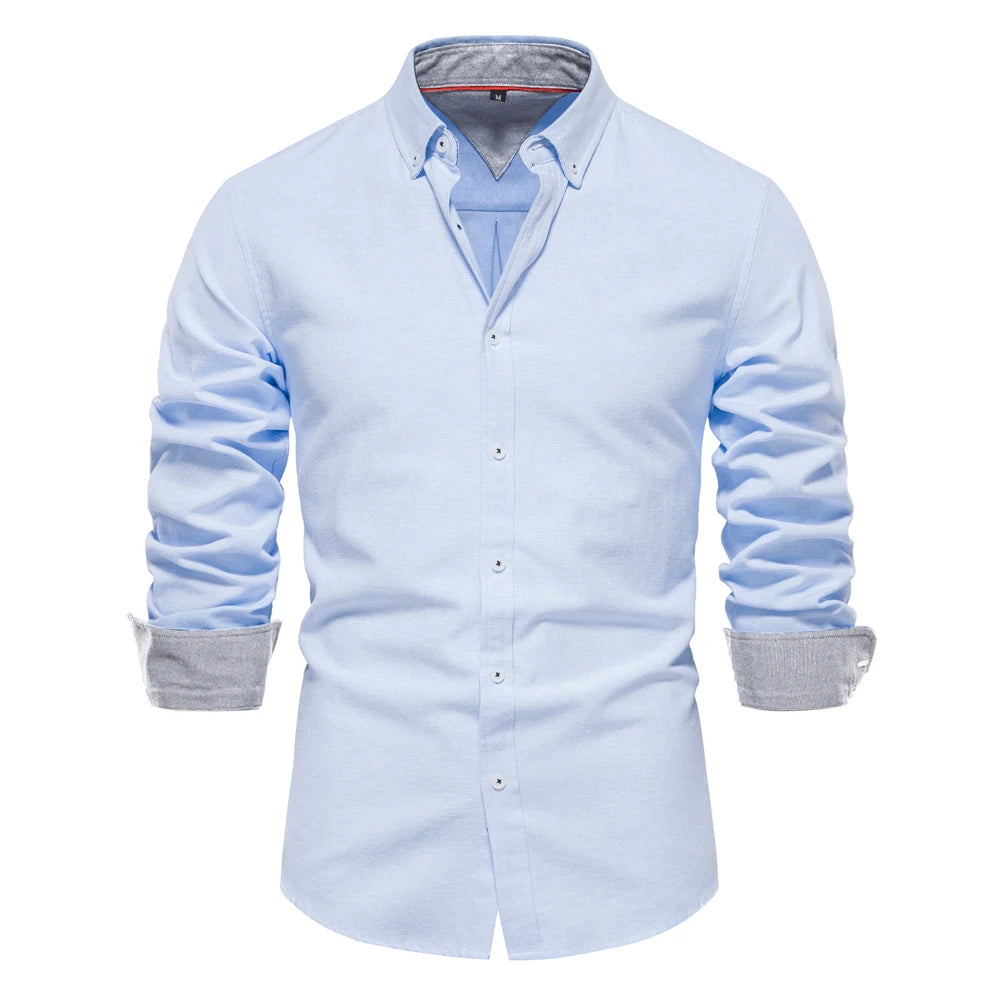 Men’s Cotton Oxford Shirt – Long Sleeve Button-Down